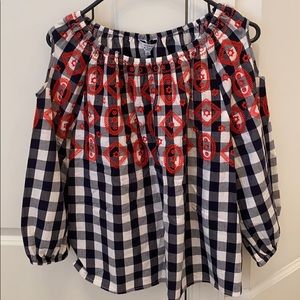 EUC Crown & Ivy Smocked Cold Shoulder Top, PLarge